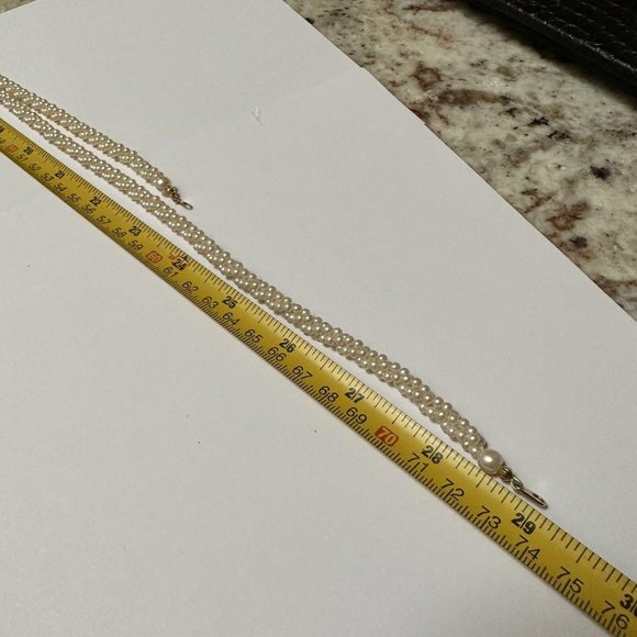 Lot Of 2 Marvella Faux Seed Pearl Bead Beaded Gold Tone Necklace 1 Signed - Picture 9 of 10